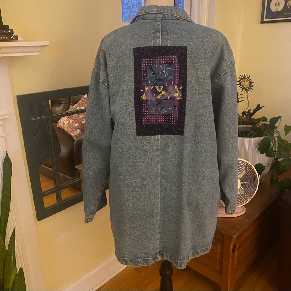Vintage 90s Arrietty Patchwork Denim Medium Wash Blazer Jacket Womens Sz: Large - Picture 3 of 12